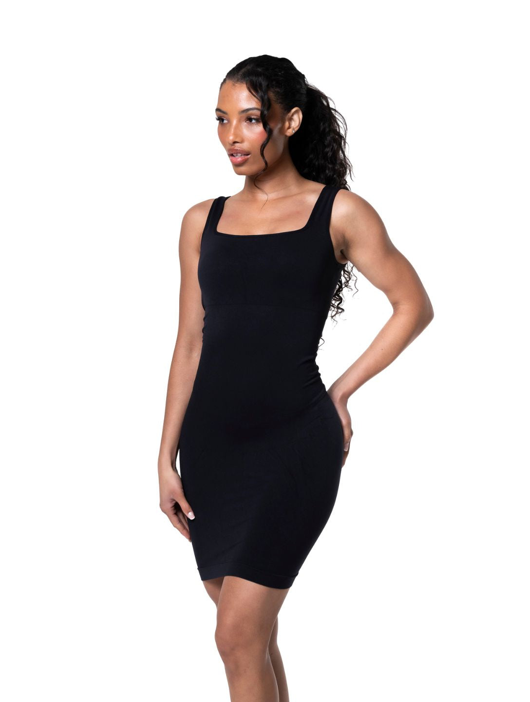 Square-Neck Seamless Mini Dress